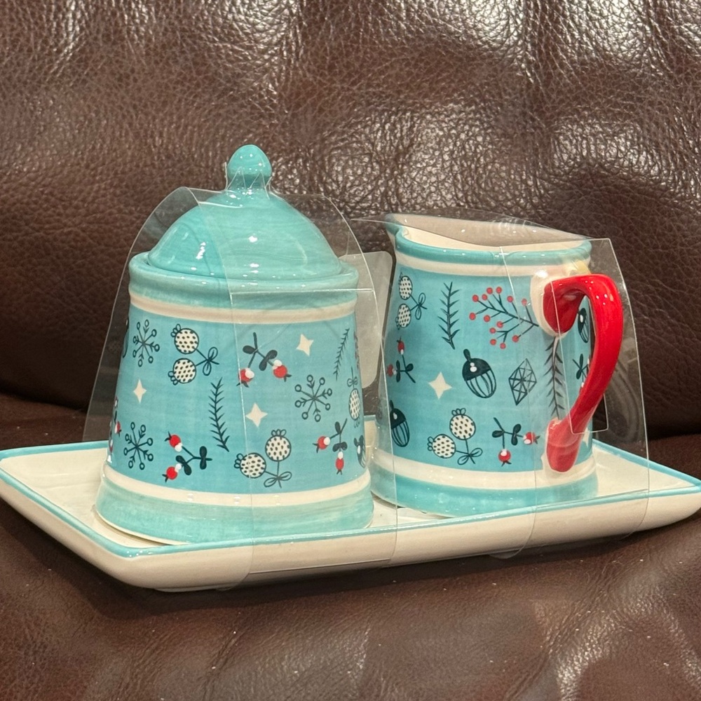 Winter Wonderland Sugar & Cream Set with Tray - Tabletops Unlimited